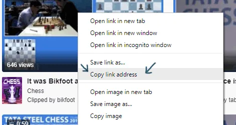 How to copy Twitch clip link from global clips grid table